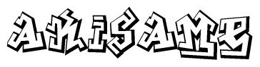 The clipart image features a stylized text in a graffiti font that reads Akisame.