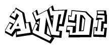 The clipart image depicts the word Andi in a style reminiscent of graffiti. The letters are drawn in a bold, block-like script with sharp angles and a three-dimensional appearance.