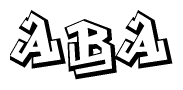 The clipart image depicts the word Aba in a style reminiscent of graffiti. The letters are drawn in a bold, block-like script with sharp angles and a three-dimensional appearance.