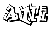 The clipart image depicts the word Ani in a style reminiscent of graffiti. The letters are drawn in a bold, block-like script with sharp angles and a three-dimensional appearance.