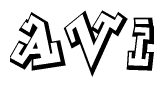 The clipart image depicts the word Avi in a style reminiscent of graffiti. The letters are drawn in a bold, block-like script with sharp angles and a three-dimensional appearance.
