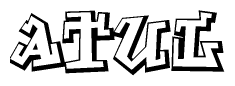 The clipart image features a stylized text in a graffiti font that reads Atul.