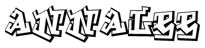 The clipart image depicts the word Annalee in a style reminiscent of graffiti. The letters are drawn in a bold, block-like script with sharp angles and a three-dimensional appearance.