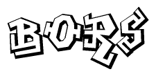 The clipart image depicts the word Bors in a style reminiscent of graffiti. The letters are drawn in a bold, block-like script with sharp angles and a three-dimensional appearance.
