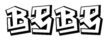 The clipart image depicts the word Bebe in a style reminiscent of graffiti. The letters are drawn in a bold, block-like script with sharp angles and a three-dimensional appearance.