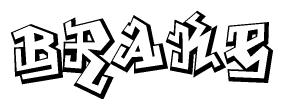 The clipart image depicts the word Brake in a style reminiscent of graffiti. The letters are drawn in a bold, block-like script with sharp angles and a three-dimensional appearance.