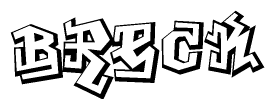 The clipart image depicts the word Breck in a style reminiscent of graffiti. The letters are drawn in a bold, block-like script with sharp angles and a three-dimensional appearance.