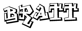 The clipart image depicts the word Bratt in a style reminiscent of graffiti. The letters are drawn in a bold, block-like script with sharp angles and a three-dimensional appearance.