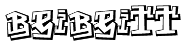 The image is a stylized representation of the letters Beibeitt designed to mimic the look of graffiti text. The letters are bold and have a three-dimensional appearance, with emphasis on angles and shadowing effects.