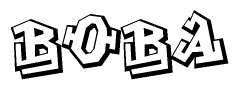 The clipart image depicts the word Boba in a style reminiscent of graffiti. The letters are drawn in a bold, block-like script with sharp angles and a three-dimensional appearance.