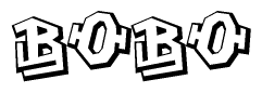 The image is a stylized representation of the letters Bobo designed to mimic the look of graffiti text. The letters are bold and have a three-dimensional appearance, with emphasis on angles and shadowing effects.