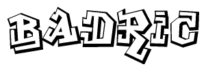 The clipart image depicts the word Badric in a style reminiscent of graffiti. The letters are drawn in a bold, block-like script with sharp angles and a three-dimensional appearance.