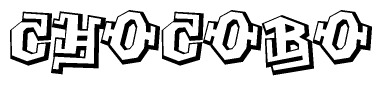 The clipart image features a stylized text in a graffiti font that reads Chocobo.