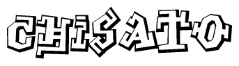 The clipart image depicts the word Chisato in a style reminiscent of graffiti. The letters are drawn in a bold, block-like script with sharp angles and a three-dimensional appearance.