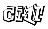 The image is a stylized representation of the letters Cin designed to mimic the look of graffiti text. The letters are bold and have a three-dimensional appearance, with emphasis on angles and shadowing effects.