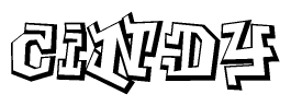 The image is a stylized representation of the letters Cindy designed to mimic the look of graffiti text. The letters are bold and have a three-dimensional appearance, with emphasis on angles and shadowing effects.