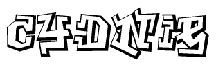 The clipart image depicts the word Cydnie in a style reminiscent of graffiti. The letters are drawn in a bold, block-like script with sharp angles and a three-dimensional appearance.