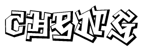 The image is a stylized representation of the letters Cheng designed to mimic the look of graffiti text. The letters are bold and have a three-dimensional appearance, with emphasis on angles and shadowing effects.