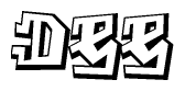The clipart image depicts the word Dee in a style reminiscent of graffiti. The letters are drawn in a bold, block-like script with sharp angles and a three-dimensional appearance.