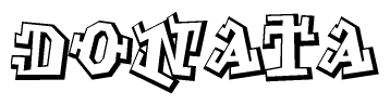 The image is a stylized representation of the letters Donata designed to mimic the look of graffiti text. The letters are bold and have a three-dimensional appearance, with emphasis on angles and shadowing effects.