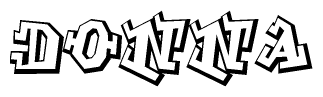 The clipart image depicts the word Donna in a style reminiscent of graffiti. The letters are drawn in a bold, block-like script with sharp angles and a three-dimensional appearance.