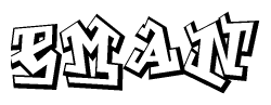 The clipart image depicts the word Eman in a style reminiscent of graffiti. The letters are drawn in a bold, block-like script with sharp angles and a three-dimensional appearance.
