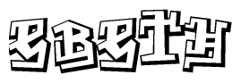 The clipart image depicts the word Ebeth in a style reminiscent of graffiti. The letters are drawn in a bold, block-like script with sharp angles and a three-dimensional appearance.