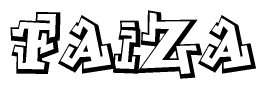 The clipart image depicts the word Faiza in a style reminiscent of graffiti. The letters are drawn in a bold, block-like script with sharp angles and a three-dimensional appearance.