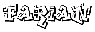 The clipart image depicts the word Farian in a style reminiscent of graffiti. The letters are drawn in a bold, block-like script with sharp angles and a three-dimensional appearance.