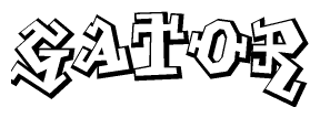 The clipart image depicts the word Gator in a style reminiscent of graffiti. The letters are drawn in a bold, block-like script with sharp angles and a three-dimensional appearance.