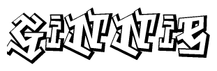The clipart image depicts the word Ginnie in a style reminiscent of graffiti. The letters are drawn in a bold, block-like script with sharp angles and a three-dimensional appearance.