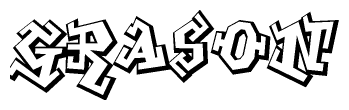 The clipart image depicts the word Grason in a style reminiscent of graffiti. The letters are drawn in a bold, block-like script with sharp angles and a three-dimensional appearance.