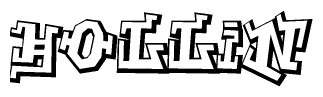 The clipart image depicts the word Hollin in a style reminiscent of graffiti. The letters are drawn in a bold, block-like script with sharp angles and a three-dimensional appearance.