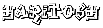 The clipart image depicts the word Haritosh in a style reminiscent of graffiti. The letters are drawn in a bold, block-like script with sharp angles and a three-dimensional appearance.