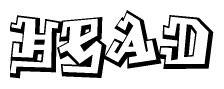 The clipart image depicts the word Head in a style reminiscent of graffiti. The letters are drawn in a bold, block-like script with sharp angles and a three-dimensional appearance.