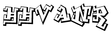 The image is a stylized representation of the letters Hhvanr designed to mimic the look of graffiti text. The letters are bold and have a three-dimensional appearance, with emphasis on angles and shadowing effects.