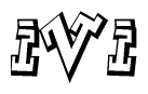 The image is a stylized representation of the letters Ivi designed to mimic the look of graffiti text. The letters are bold and have a three-dimensional appearance, with emphasis on angles and shadowing effects.
