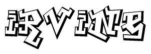 The clipart image depicts the word Irvine in a style reminiscent of graffiti. The letters are drawn in a bold, block-like script with sharp angles and a three-dimensional appearance.