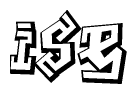 The clipart image depicts the word Ise in a style reminiscent of graffiti. The letters are drawn in a bold, block-like script with sharp angles and a three-dimensional appearance.