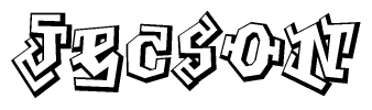 The clipart image depicts the word Jecson in a style reminiscent of graffiti. The letters are drawn in a bold, block-like script with sharp angles and a three-dimensional appearance.