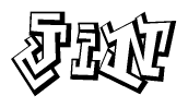 The clipart image depicts the word Jin in a style reminiscent of graffiti. The letters are drawn in a bold, block-like script with sharp angles and a three-dimensional appearance.