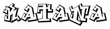 The clipart image features a stylized text in a graffiti font that reads Katana.