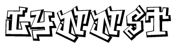 The clipart image depicts the word Lynnst in a style reminiscent of graffiti. The letters are drawn in a bold, block-like script with sharp angles and a three-dimensional appearance.