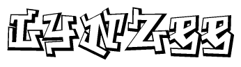 The clipart image depicts the word Lynzee in a style reminiscent of graffiti. The letters are drawn in a bold, block-like script with sharp angles and a three-dimensional appearance.