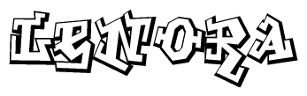 The image is a stylized representation of the letters Lenora designed to mimic the look of graffiti text. The letters are bold and have a three-dimensional appearance, with emphasis on angles and shadowing effects.