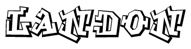 The clipart image features a stylized text in a graffiti font that reads Landon.