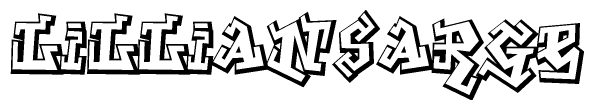 The clipart image depicts the word Lilliansarge in a style reminiscent of graffiti. The letters are drawn in a bold, block-like script with sharp angles and a three-dimensional appearance.