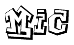 The clipart image depicts the word Mic in a style reminiscent of graffiti. The letters are drawn in a bold, block-like script with sharp angles and a three-dimensional appearance.