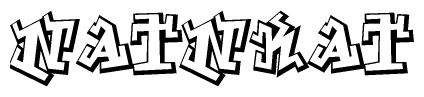 The image is a stylized representation of the letters Natnkat designed to mimic the look of graffiti text. The letters are bold and have a three-dimensional appearance, with emphasis on angles and shadowing effects.