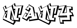 The clipart image depicts the word Nany in a style reminiscent of graffiti. The letters are drawn in a bold, block-like script with sharp angles and a three-dimensional appearance.
